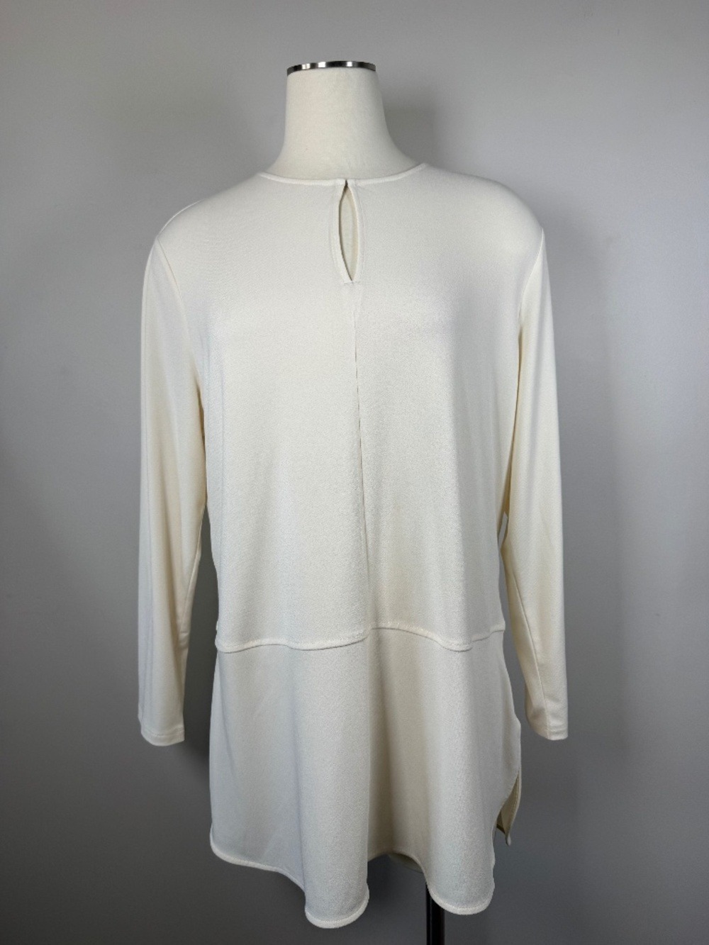 Ralph Lauren keyhole Cream Long Sleeve Tunic Top Size XL